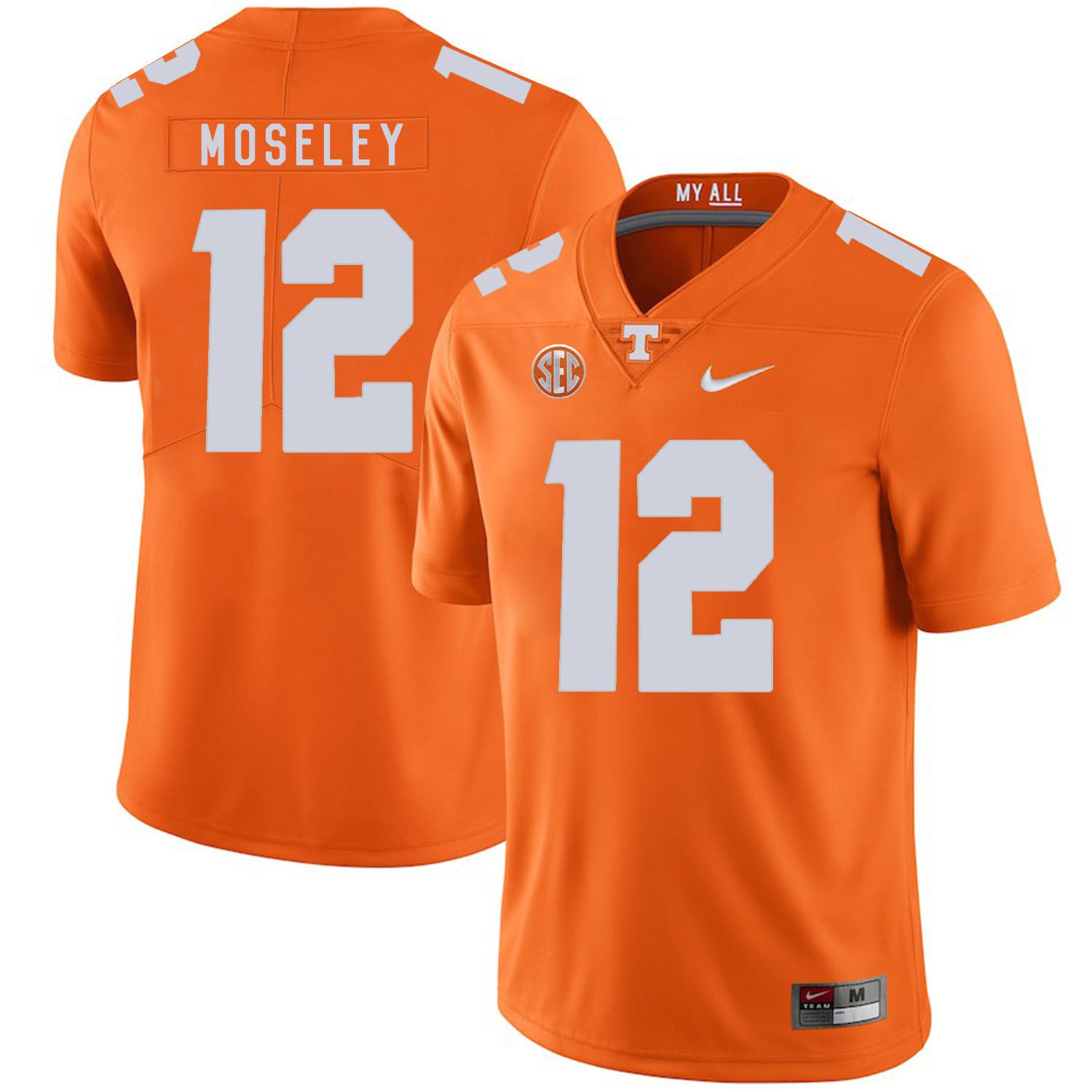 Men Tennessee Volunteers 12 Moseley Orange Customized NCAA Jerseys